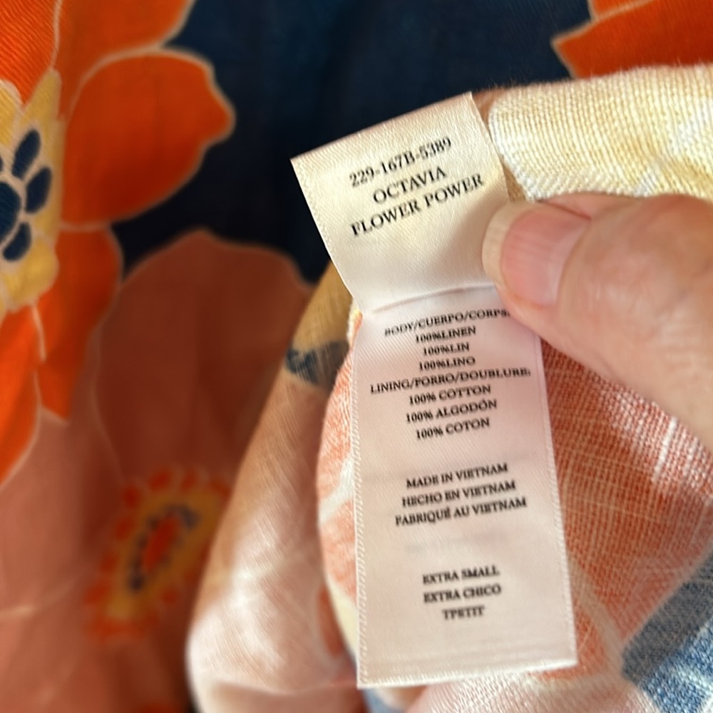 Rails NWT Octavia Flower Power Dress XS Linen Pink Blue Yellow Orange Floral - Picture 5 of 8